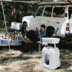 Fregadero portátil de camping con toallero y dispensador de jabón, soporte  para lavabo de mano con ruedas rodantes, para eventos al aire libre