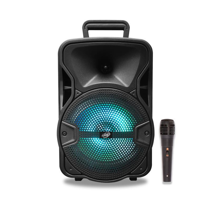 Altavoz Bluetooth Karaoke Serie 025-Rosa con 2 Micrófonos y luces