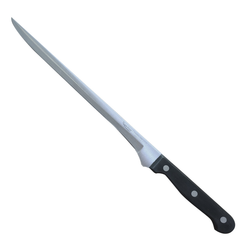 Afilador de cuchillos manual de acero 20 cm con mango de plástico negro, afilador  profesional de cocina para cuchillos jamoneros