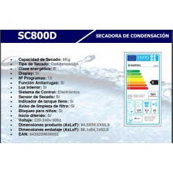 SECADORA CONDENSACION 8KG SUNFEEL SC800