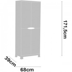 Armario alto baldas de resina uso interior de 68x166x39 cm color gris 2  puertas