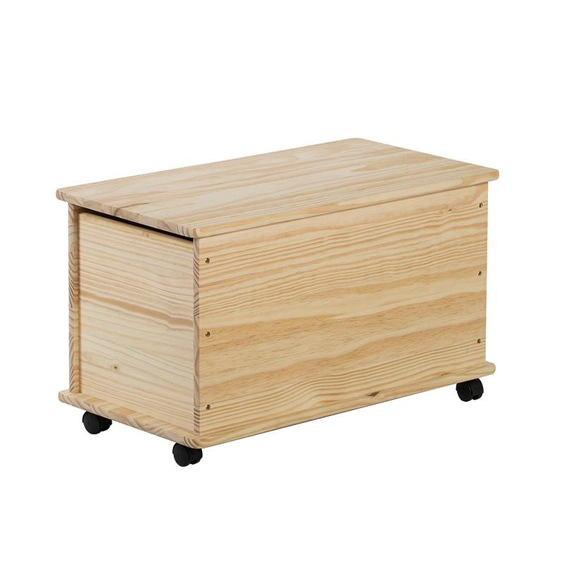 Baúl de almacenaje de madera de pino con patas cuadradas