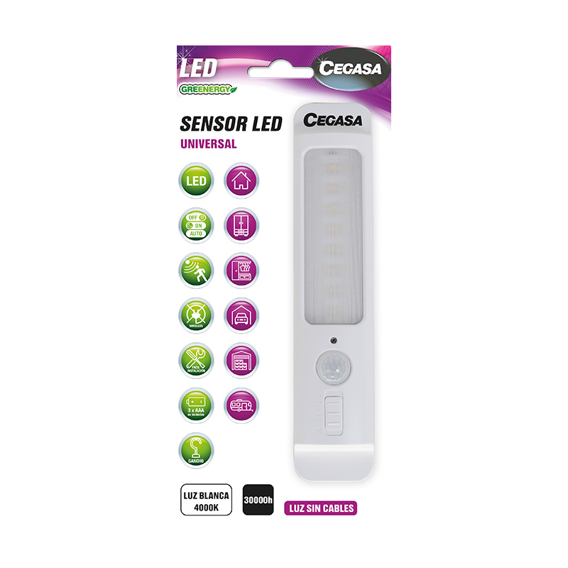Luz Led Sensor Movimiento Inalambrica 30 Cms Escalera Cajón