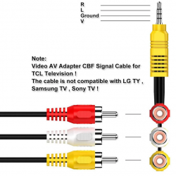 Cable Adaptador de Audio Estéreo Mini Jack de 3.5mm (hembra) a RCA (macho)  de 15cm.