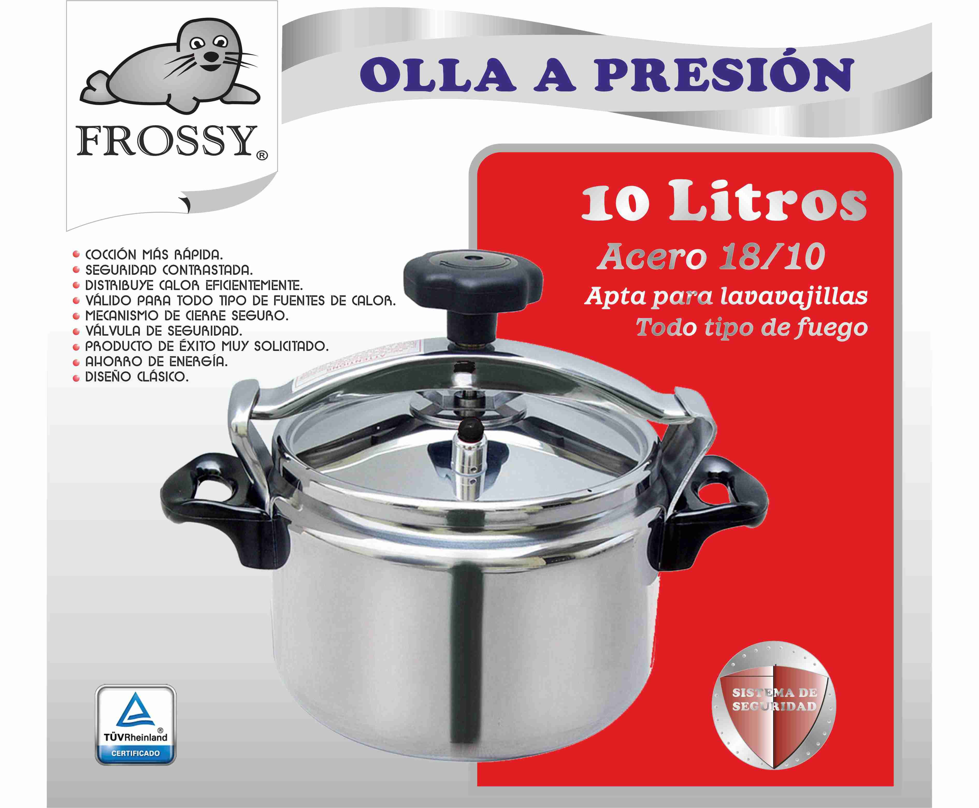 OLLA A PRESION FROSSY INOX 10 LITROS
